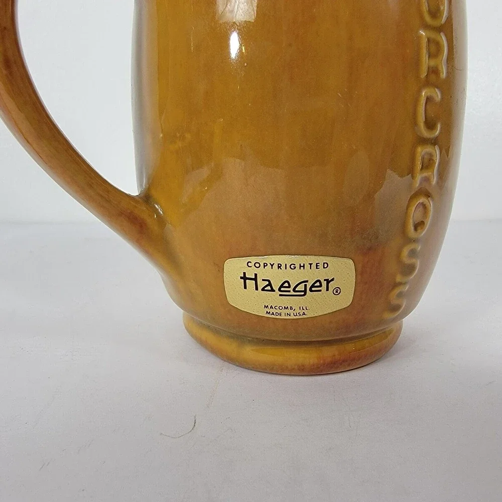 Haeger Pottery Norcross Shield Cross‎ Yellow Gold Mug Cup Coffee Tea